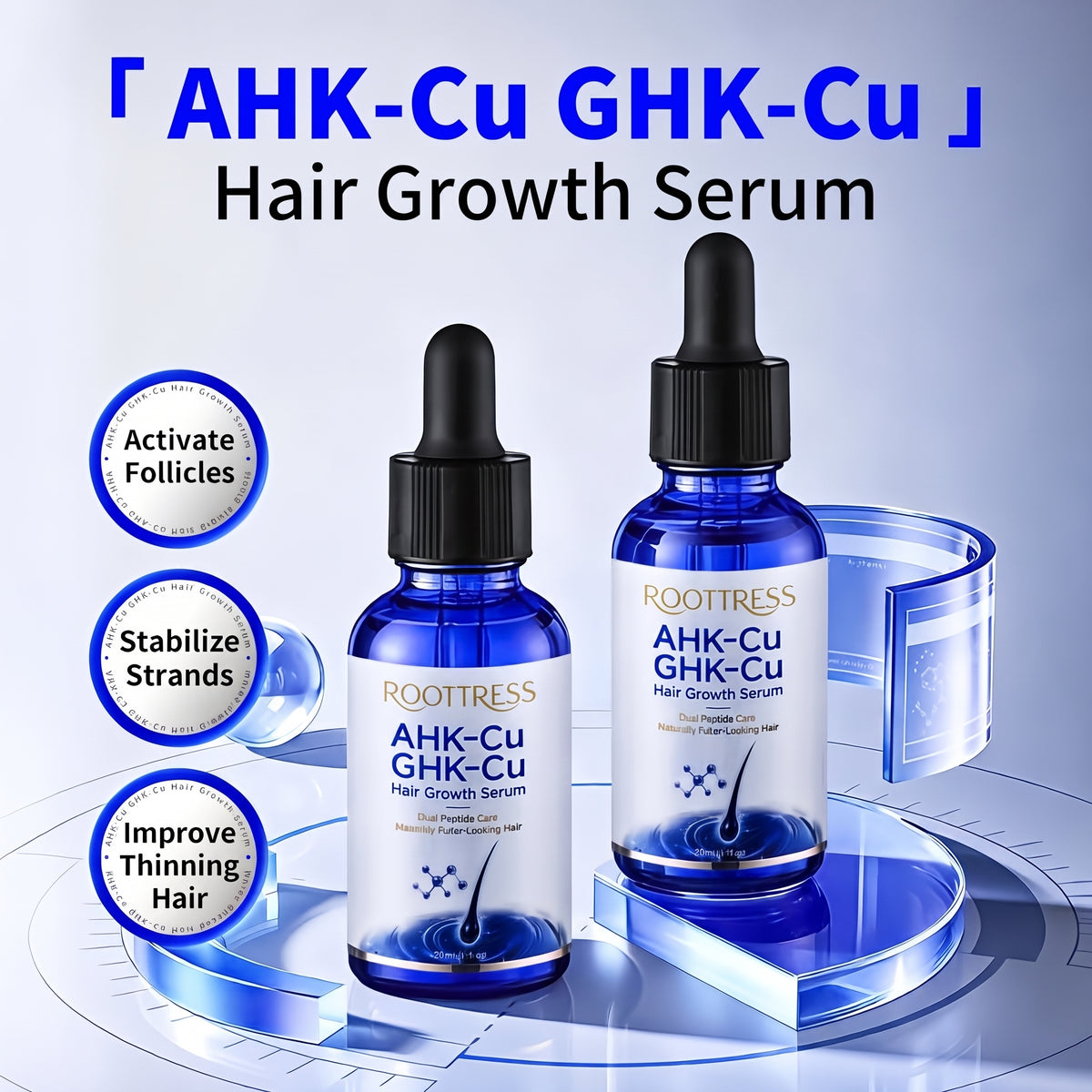 GHK-Cu AHK-Cu Hair Serum 20ml Biotin Saw Palmetto Supports Fuller Looking Hair Thinning Hair Care Peptide Serum