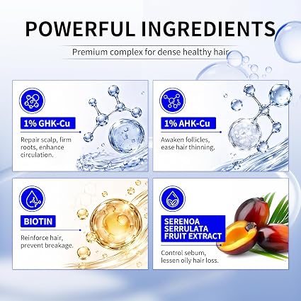 GHK-Cu AHK-Cu Hair Serum 20ml Biotin Saw Palmetto Supports Fuller Looking Hair Thinning Hair Care Peptide Serum